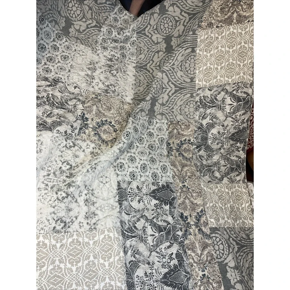 Pottery Barn Tessa Damask Patchwork Quilt KING size HTF RARE neutrals